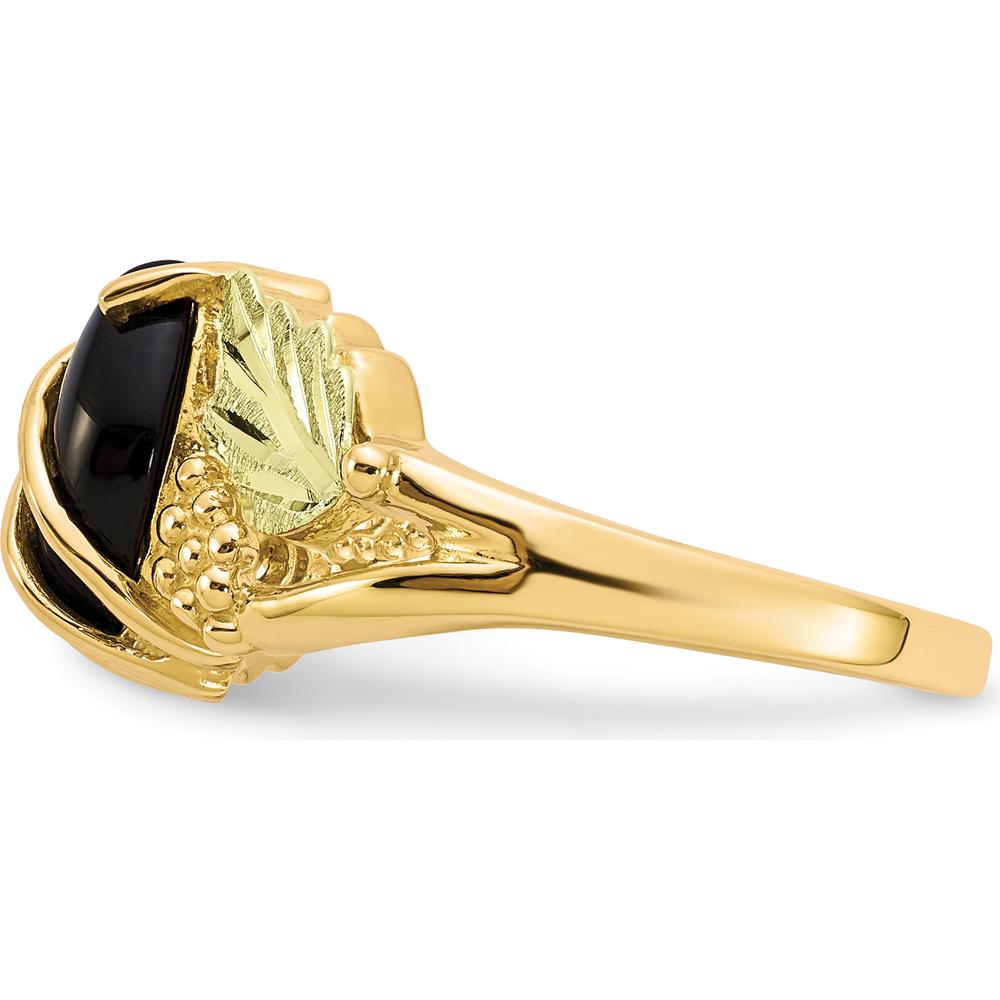 10K Tri-Color Gold Onyx Ring with Gold Accents - Polished Finish