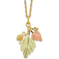 10K Tri-Color Gold Pendant Necklace with Nature-Inspired Design and Spring Ring Clasp - 18"