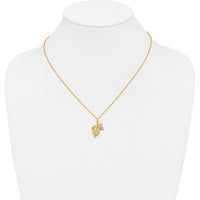10K Tri-Color Gold Pendant Necklace with Nature-Inspired Design and Spring Ring Clasp - 18"