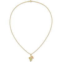 10K Tri-Color Gold Pendant Necklace with Nature-Inspired Design and Spring Ring Clasp - 18"