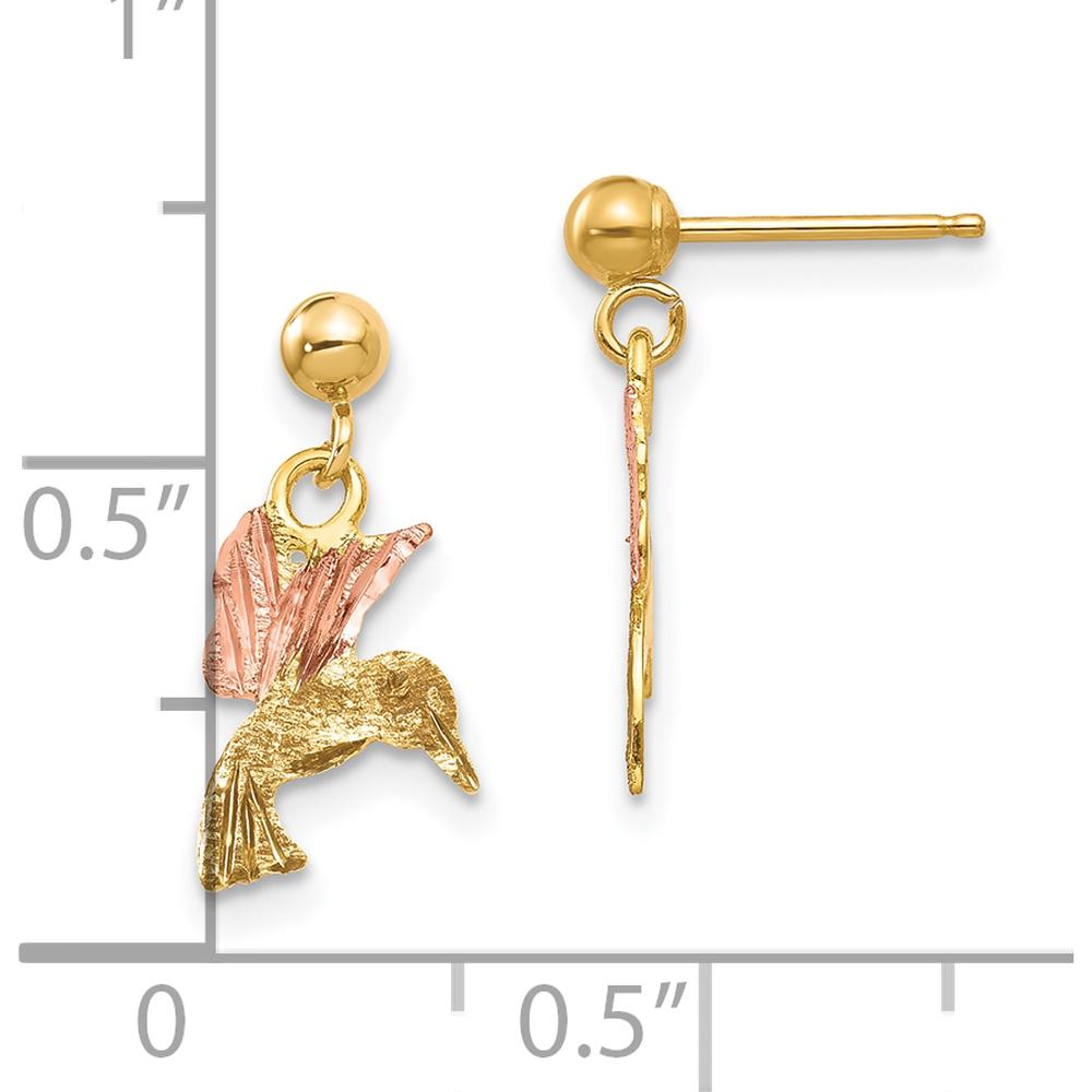 10K Tri-Color Gold Post Dangle Earrings - Elegant Tri-tone Gold Design