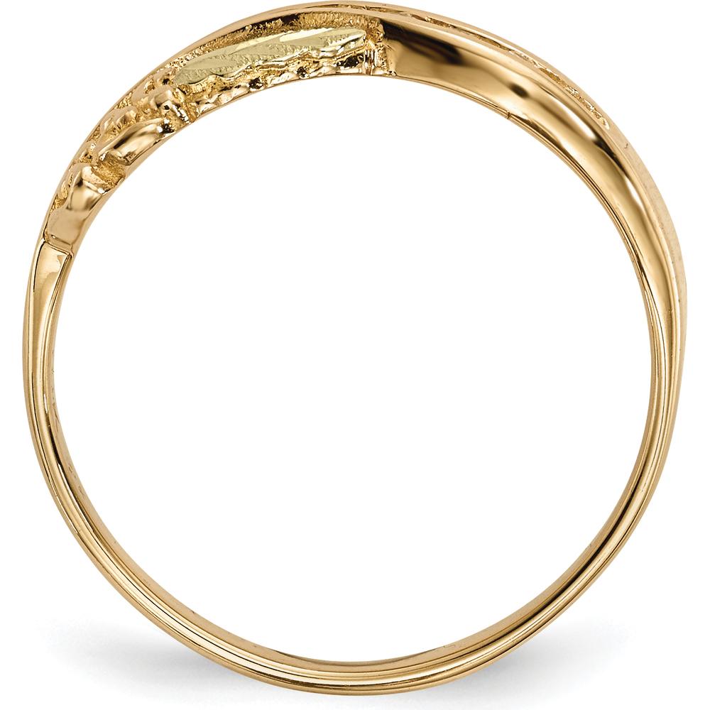 10K Tri-Color Gold Ring with 0.167 Carat Round Diamonds Channel Set in Yellow, Pink, and Green Gold