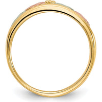 10K Tri-Color Gold Ring with Leaf Motif and Polished Finish