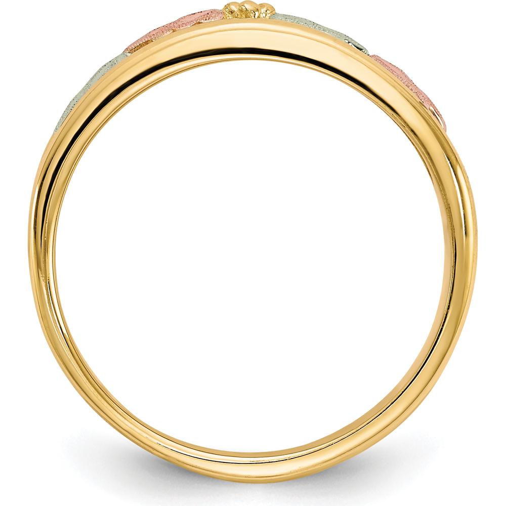 10K Tri-Color Gold Ring with Leaf Motif and Polished Finish