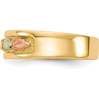 10K Tri-Color Gold Ring with Leaf Motif and Polished Finish
