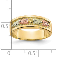 10K Tri-Color Gold Ring with Leaf Motif and Polished Finish