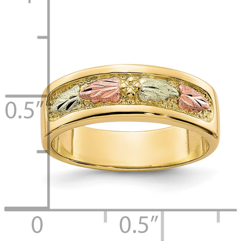 10K Tri-Color Gold Ring with Leaf Motif and Polished Finish
