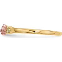 10K Tri-Color Gold Rose Ring with Diamond-Cut Texture