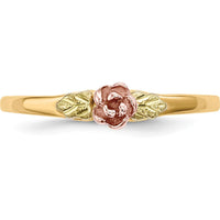 10K Tri-Color Gold Rose Ring with Diamond-Cut Texture