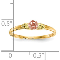 10K Tri-Color Gold Rose Ring with Diamond-Cut Texture