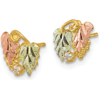 10K Tri-Color Gold Round Diamond Post Earrings - 0.05 Carat Total Diamond Weight