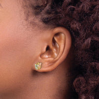 10K Tri-Color Gold Round Diamond Post Earrings - 0.05 Carat Total Diamond Weight