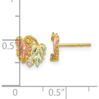 10K Tri-Color Gold Round Diamond Post Earrings - 0.05 Carat Total Diamond Weight