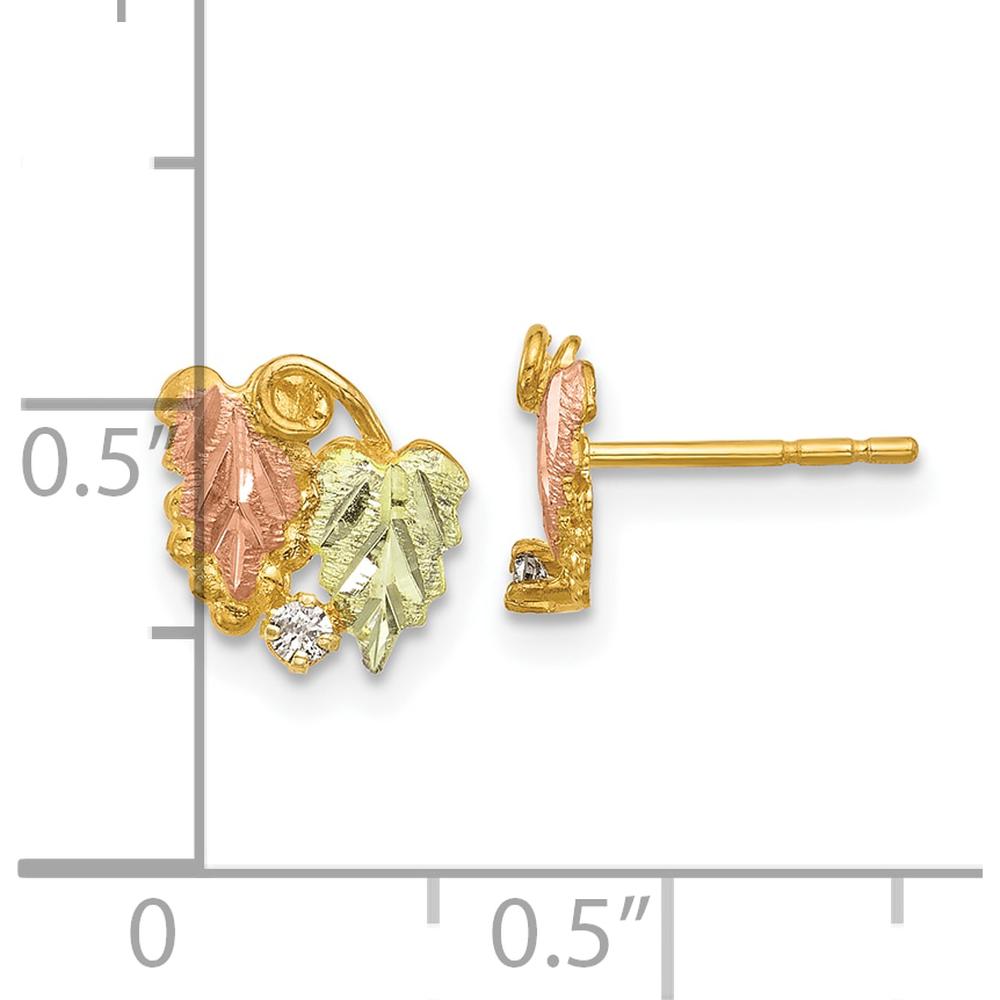 10K Tri-Color Gold Round Diamond Post Earrings - 0.05 Carat Total Diamond Weight