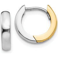 10K Two-Tone 2.5mm Round Hinged Hoop Earrings with Polished Finish - 7mm Length