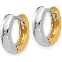 10K Two-Tone 2.5mm Round Hinged Hoop Earrings with Polished Finish - 7mm Length
