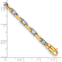10K Two-Tone 3.5mm Fancy Link Chain Bracelet - 7.25"