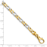 10K Two-Tone 4.8mm Hand Polished Fancy Link Bracelet with Lobster Clasp