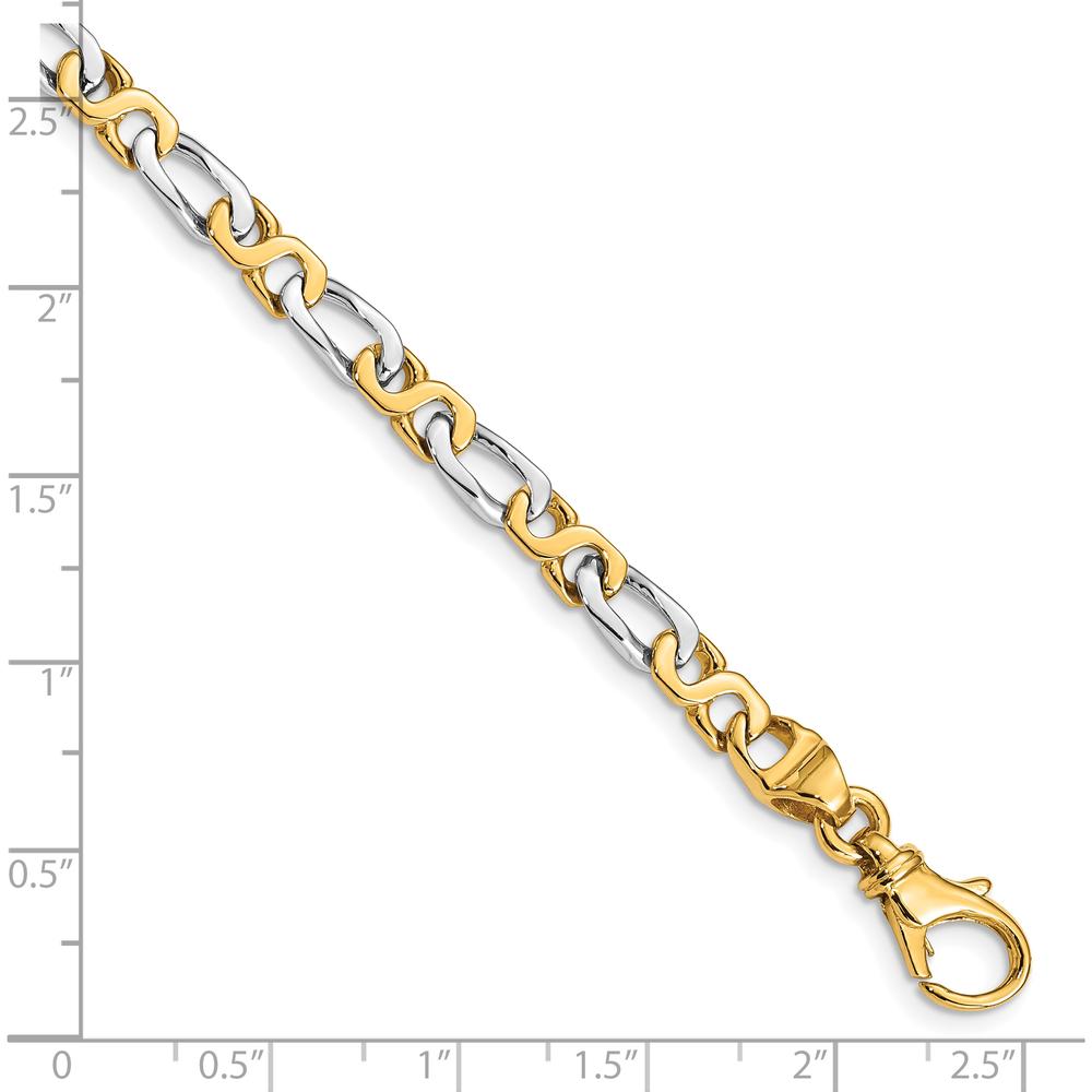 10K Two-Tone 4.8mm Hand Polished Fancy Link Bracelet with Lobster Clasp