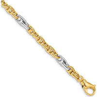 10K Two-Tone 5.38mm Hand-Polished Fancy Link Bracelet - 8.5" Length