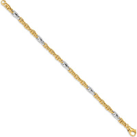 10K Two-Tone 5.38mm Hand-Polished Fancy Link Bracelet - 8.5" Length