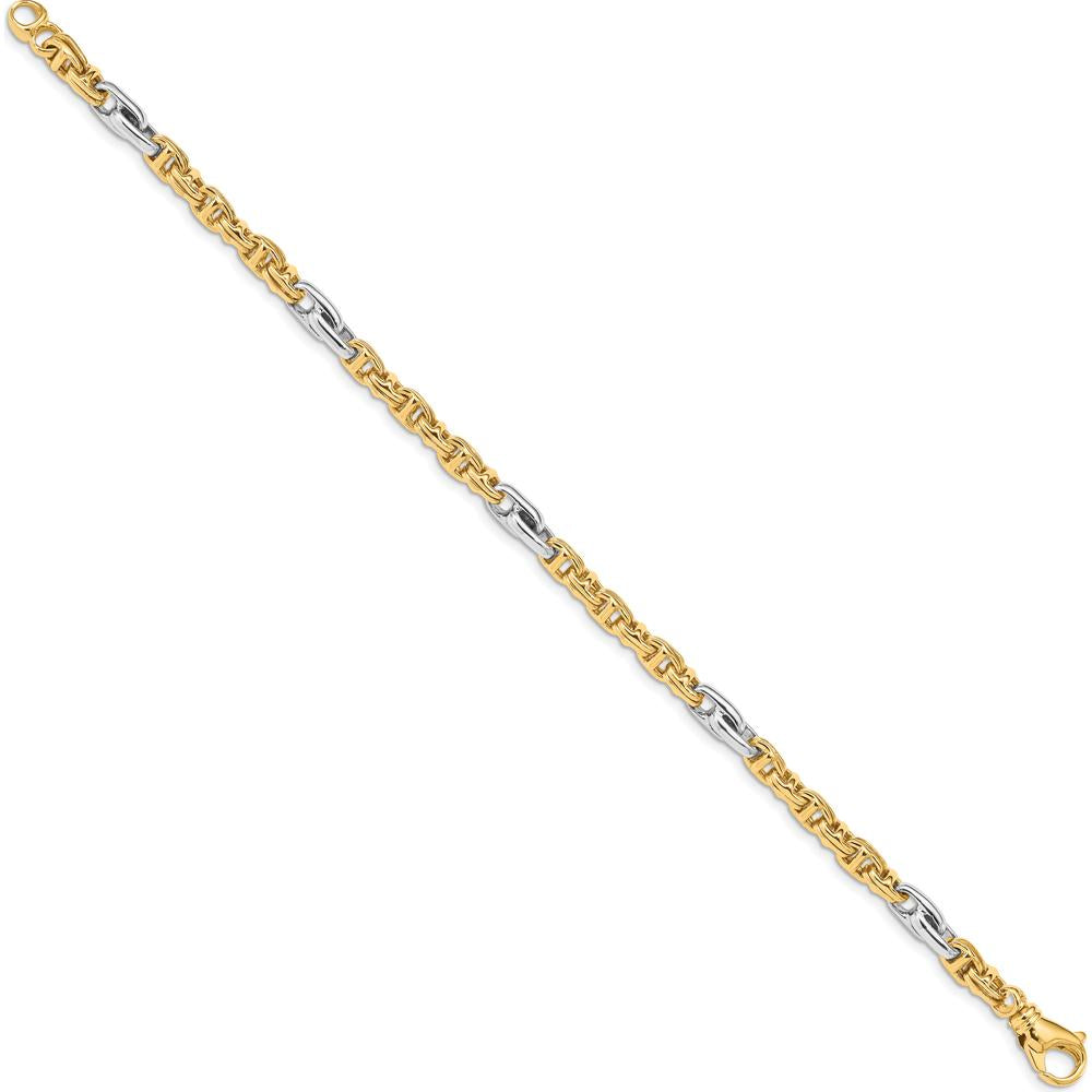 10K Two-Tone 5.38mm Hand-Polished Fancy Link Bracelet - 8.5" Length