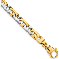 10K Two-Tone 8.5mm Hand-polished Fancy Link Bracelet - 9"