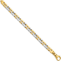 10K Two-Tone 8.5mm Hand-polished Fancy Link Bracelet - 9"