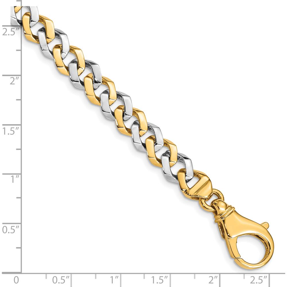 10K Two-Tone 8mm Hand-polished Fancy Link Bracelet - 8" Length