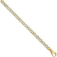 10K Two-Tone 8mm Hand-polished Fancy Link Bracelet - 8" Length