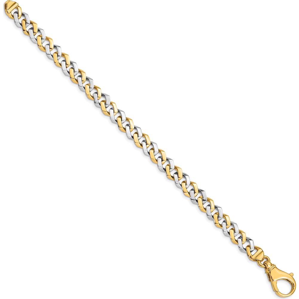 10K Two-Tone 8mm Hand-polished Fancy Link Bracelet - 8" Length