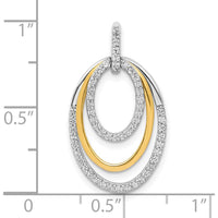 10K Two-Tone Diamond Triple Oval Pendant with 1/4 Carat Total Diamond Weight by Oro Pregiato