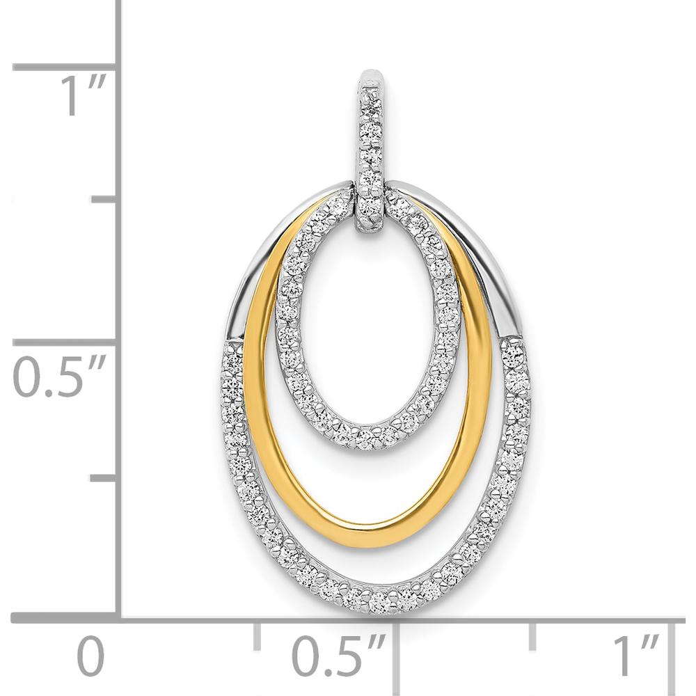 10K Two-Tone Diamond Triple Oval Pendant with 1/4 Carat Total Diamond Weight by Oro Pregiato