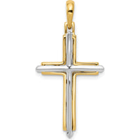 10K Two-Tone Fancy Cross Pendant - Polished Finish