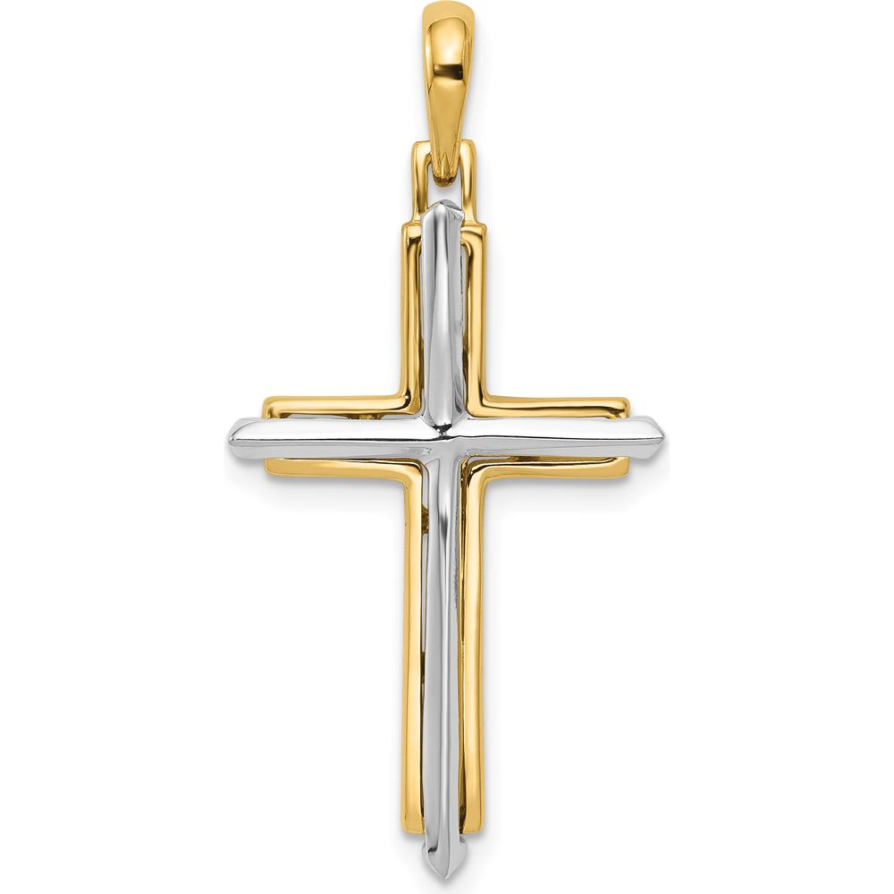 10K Two-Tone Fancy Cross Pendant - Polished Finish