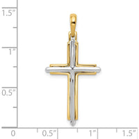 10K Two-Tone Fancy Cross Pendant - Polished Finish