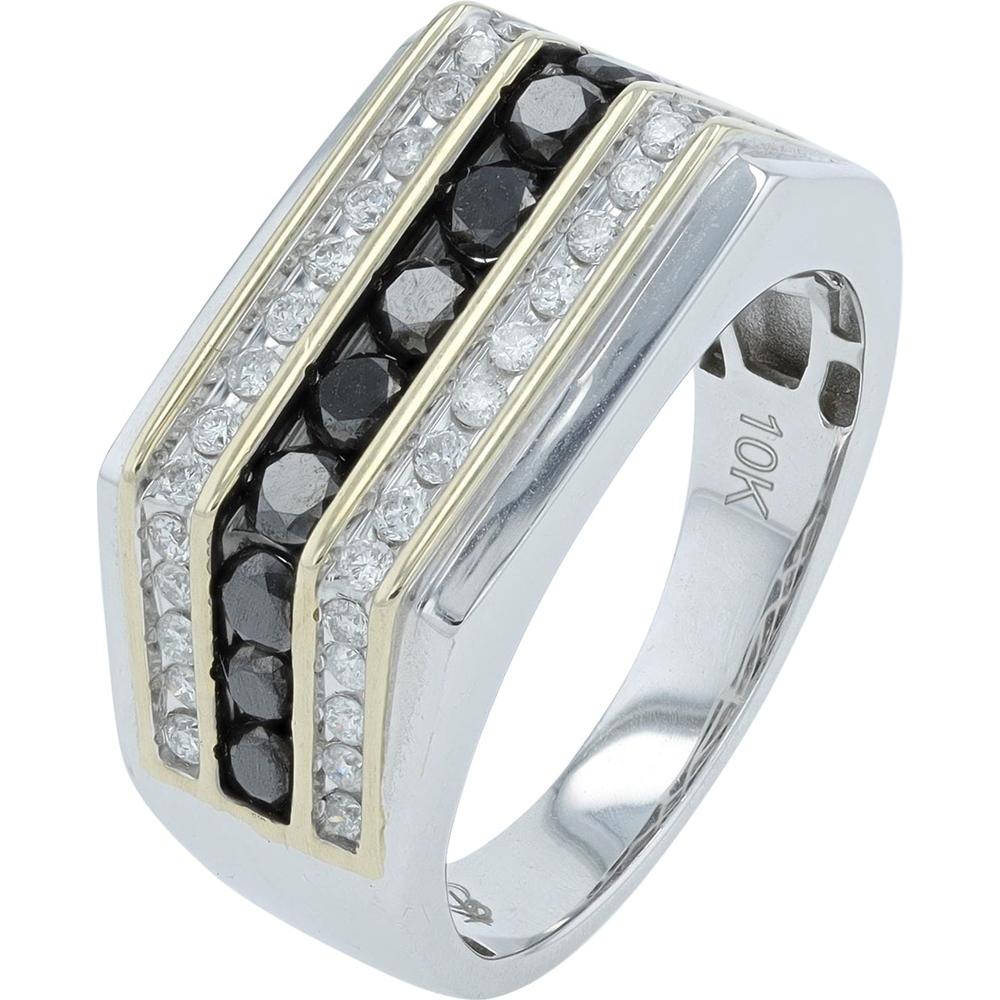 10K Two-Tone Gold 1.50 Carat Black and White Diamond Gents Band