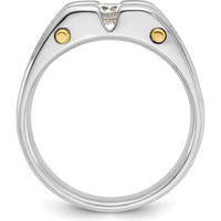 10K Two-Tone Gold 3-Stone Diamond Men's Ring with Polished Satin Finish - 3/4 Carat Total Diamond Weight by IBGoodman