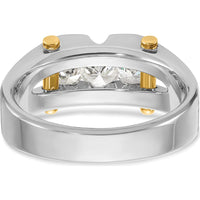 10K Two-Tone Gold 3-Stone Diamond Men's Ring with Polished Satin Finish - 3/4 Carat Total Diamond Weight by IBGoodman