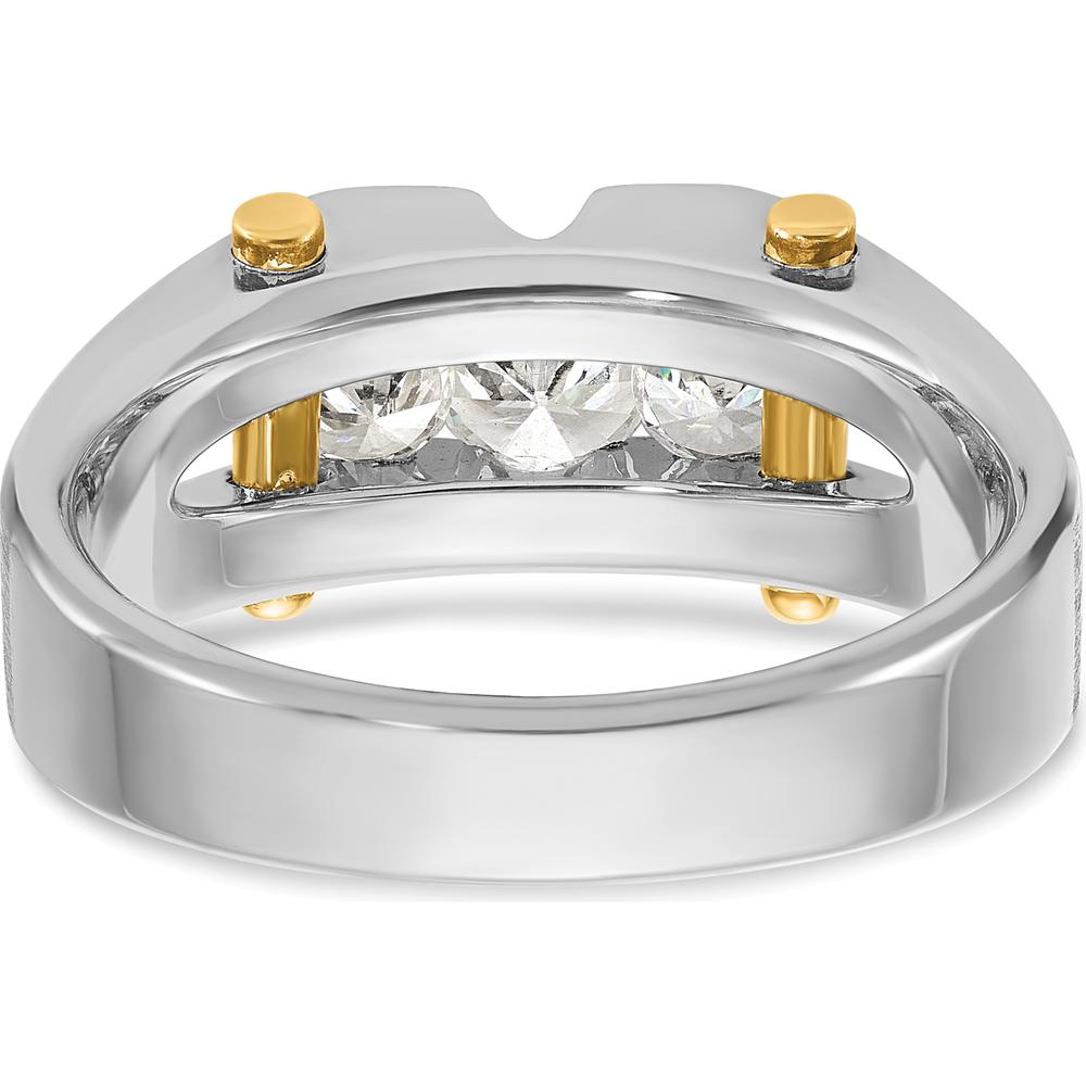10K Two-Tone Gold 3-Stone Diamond Men's Ring with Polished Satin Finish - 3/4 Carat Total Diamond Weight by IBGoodman