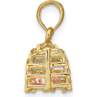 10K Two-Tone Gold 3D Lobster Trap with Moveable Lobster Pendant