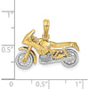 10K Two-Tone Gold 3D Moveable Motorcycle Charm - 15.5mm Length, 25.2mm Width