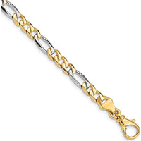 10K Two-Tone Gold 5.8mm Hand Polished Fancy Link Bracelet - 8" Length