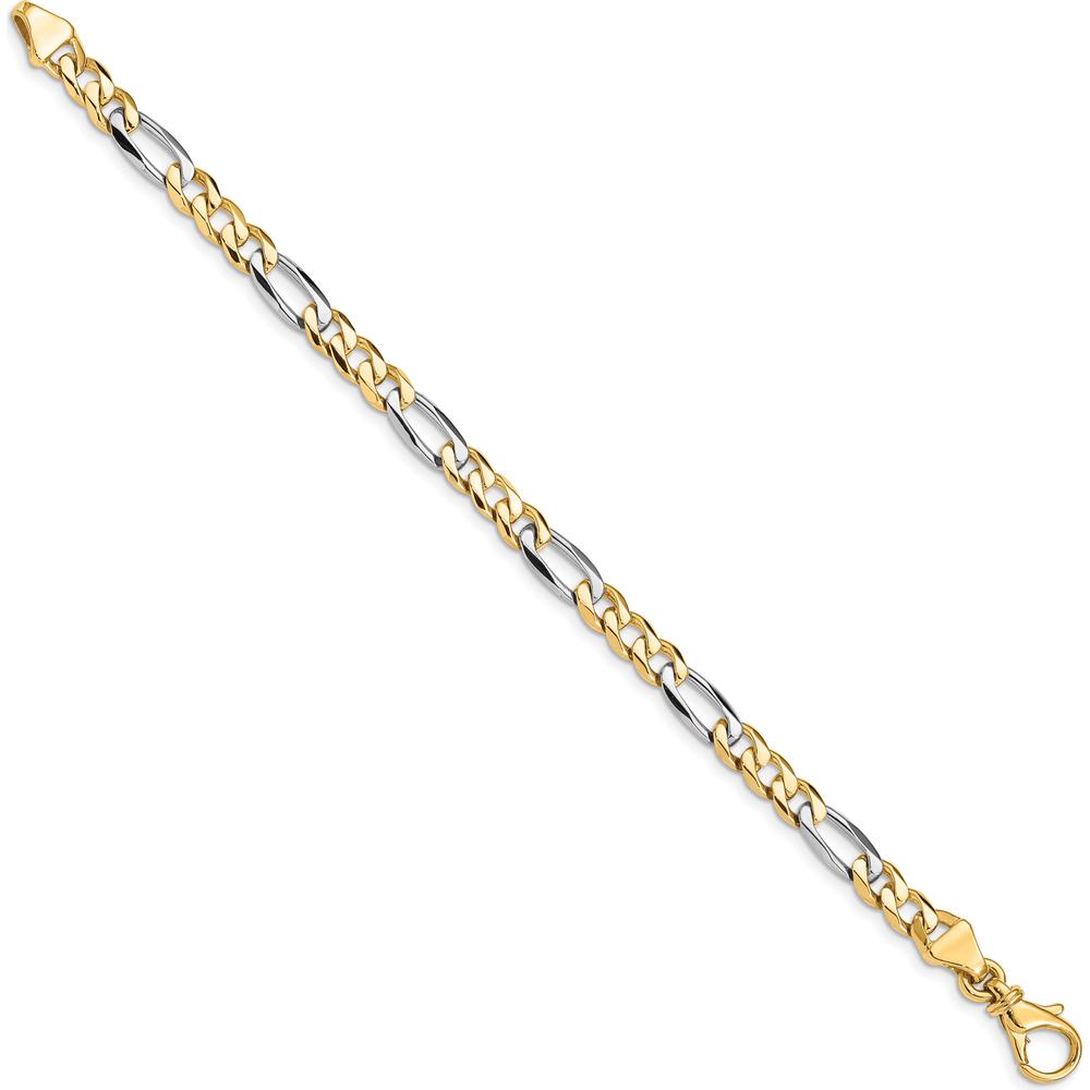 10K Two-Tone Gold 5.8mm Hand Polished Fancy Link Bracelet - 8" Length