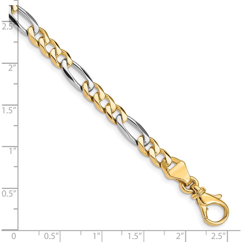 10K Two-Tone Gold 5.8mm Hand Polished Fancy Link Chain Bracelet - 7"