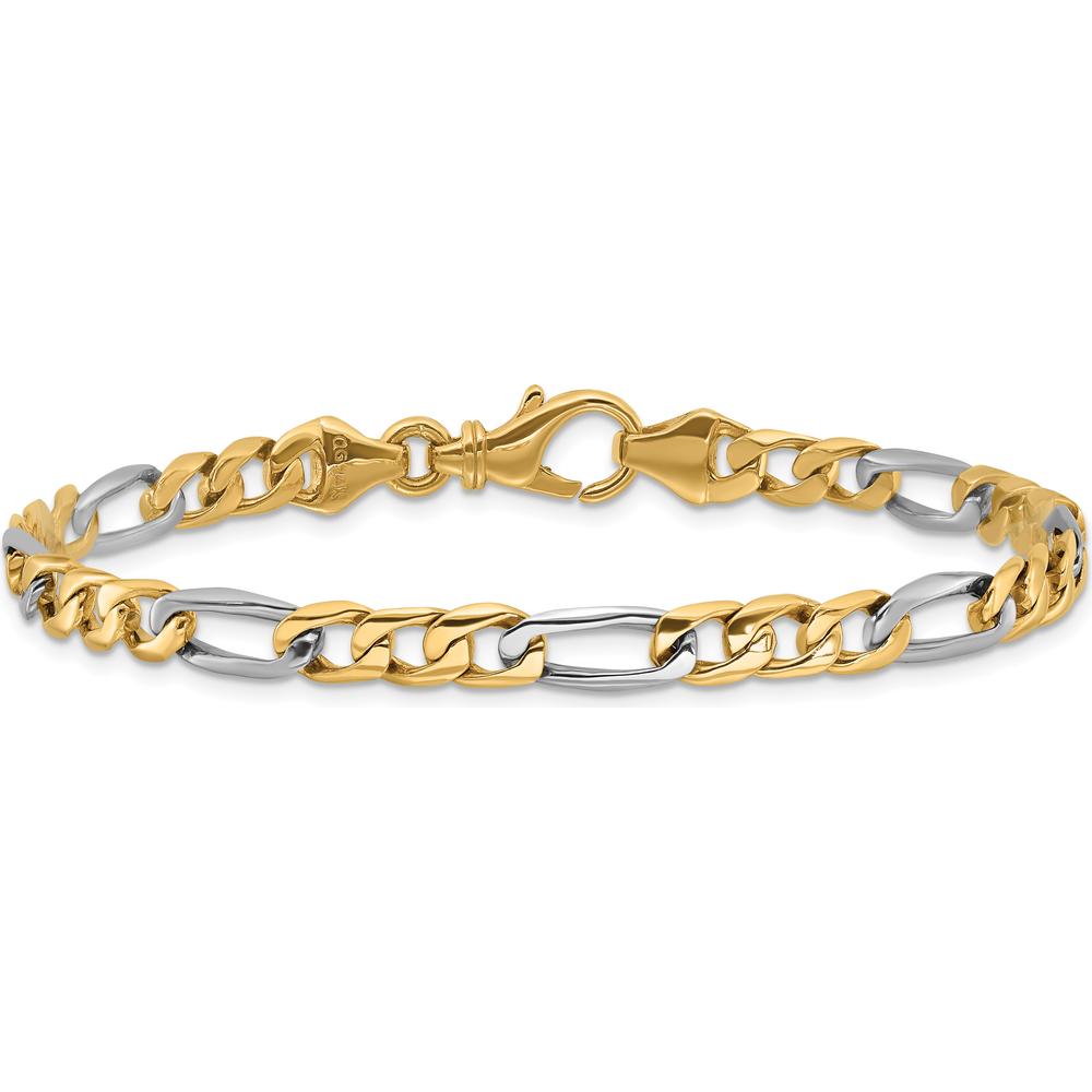 10K Two-Tone Gold 5.8mm Hand Polished Fancy Link Chain Bracelet - 7"