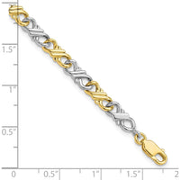 10K Two-Tone Gold 7" Fancy Chain Bracelet with Lobster Clasp