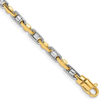 10K Two-Tone Gold 8.25" Fancy Link Chain Bracelet - Polished Finish