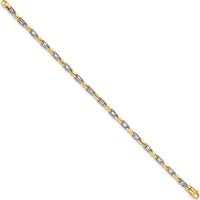 10K Two-Tone Gold 8.25" Fancy Link Chain Bracelet - Polished Finish