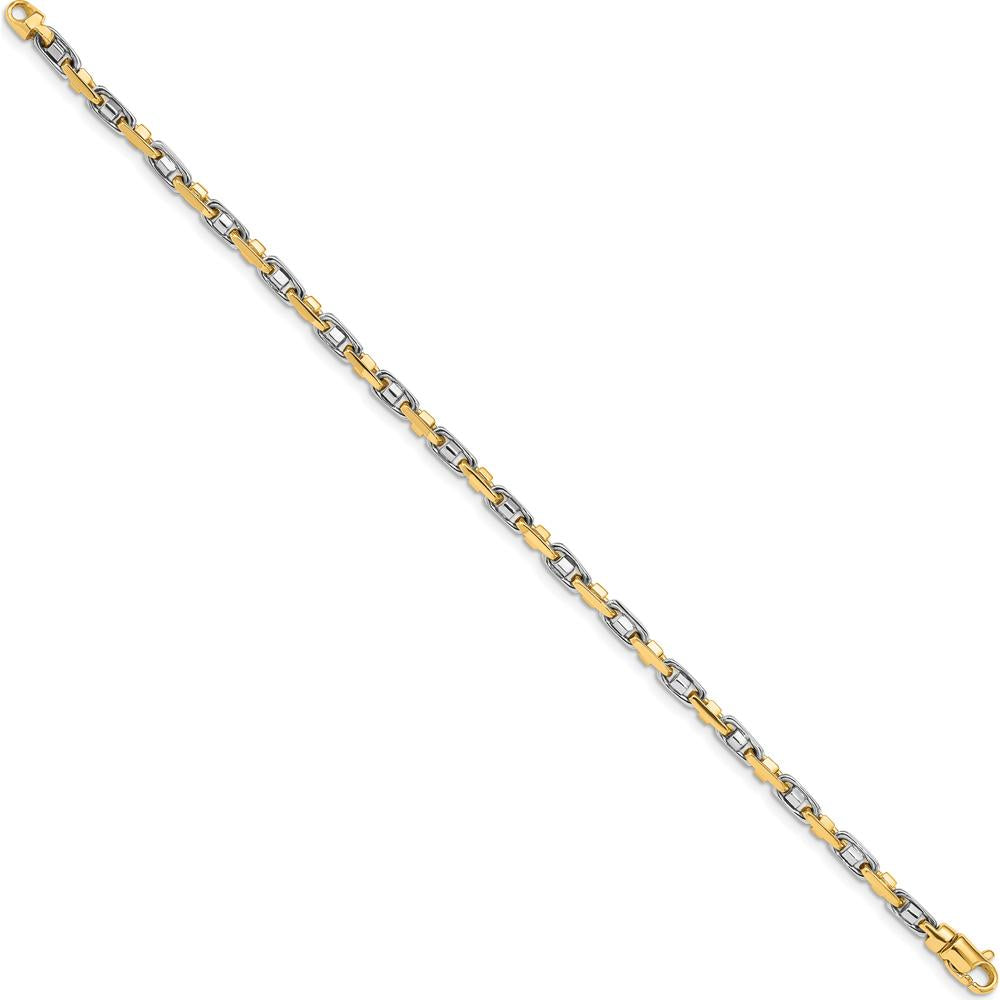10K Two-Tone Gold 8.25" Fancy Link Chain Bracelet - Polished Finish